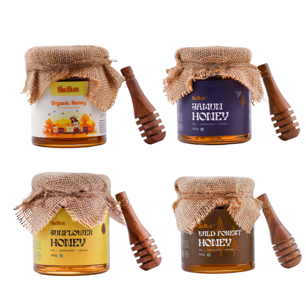 Pure Bliss Organic Honey Combo – 4 Flavors, 150gm Each