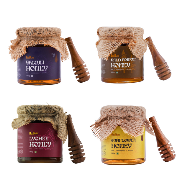 Jamun, Wild Forest, Sunflower & Lychee Honey Combo (Pack of 4)