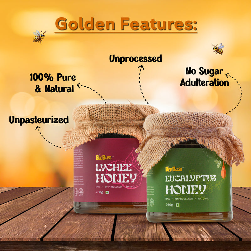 Lychee Honey + Eucalyptus Honey 260 GM + 260 GM (Pack of 2)