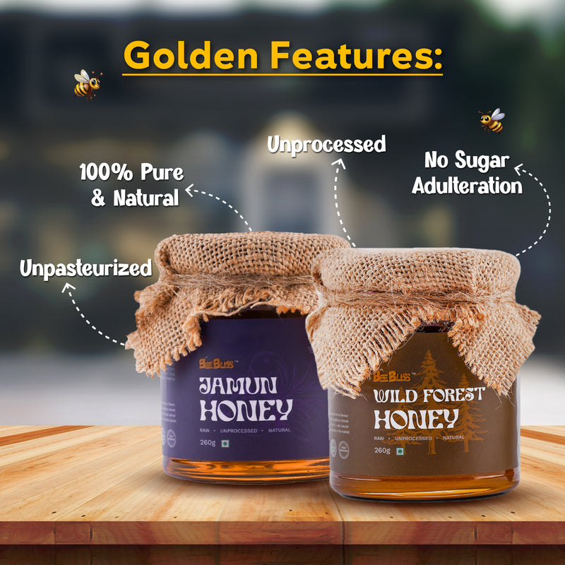 Jamun Honey + Wild Forest Honey 260 GM + 260 GM (Pack of 2)
