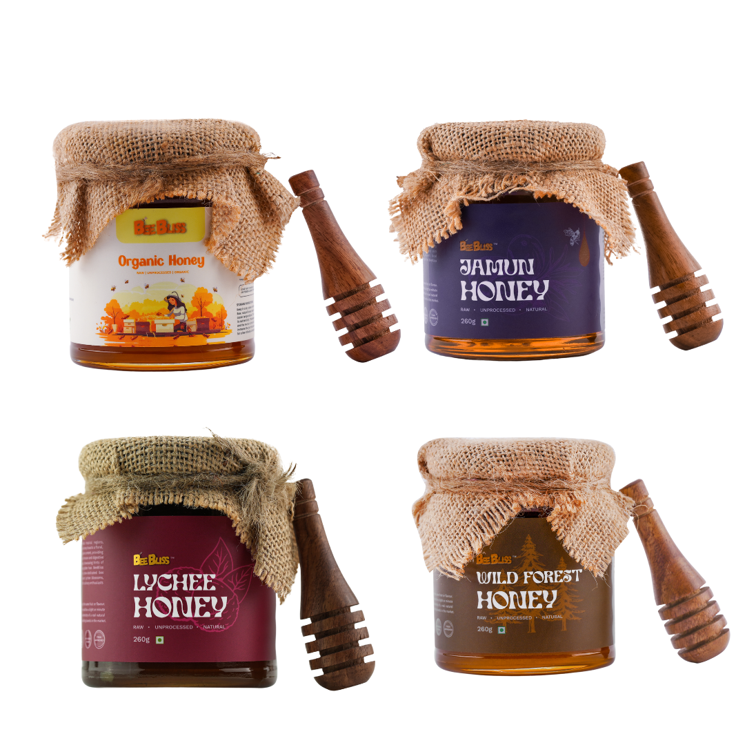 Premium Honey Pack – Organic, Jamun, Wild Forest & Lychee