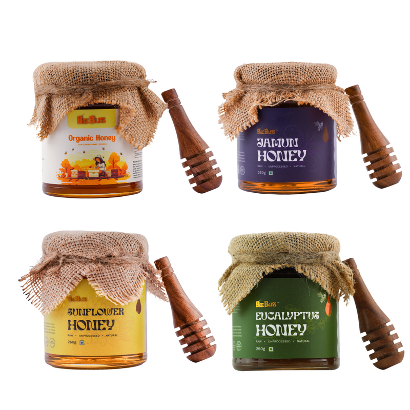 The Pure Bliss Pack – A 4-in-1 Organic Honey Combo